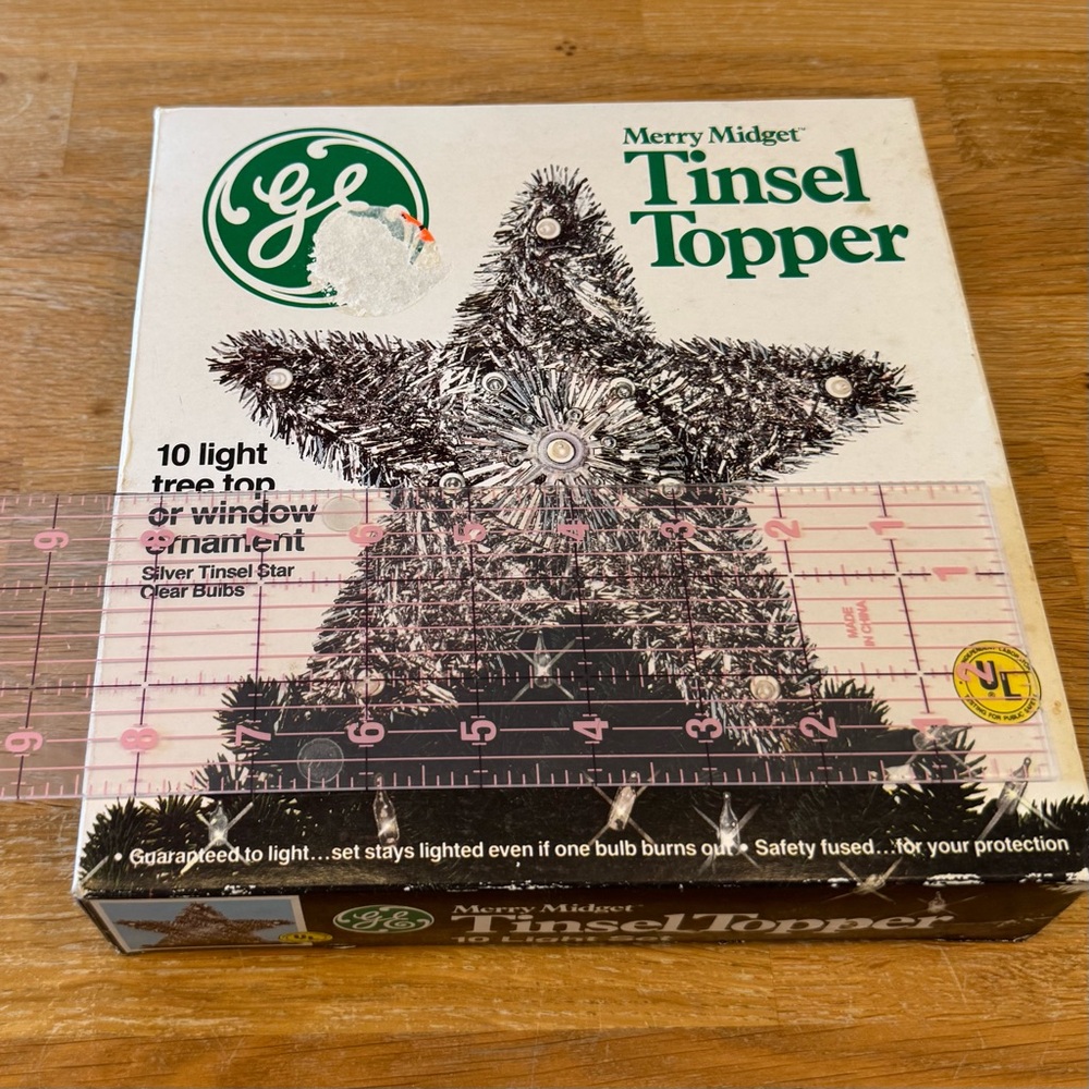 🎄Vintage 1990s GE Merry Midget Tinsel Tree Topper - NIB